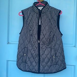 NWT Croft & Barrow Black & White Puffer Vest Houndstooth size S